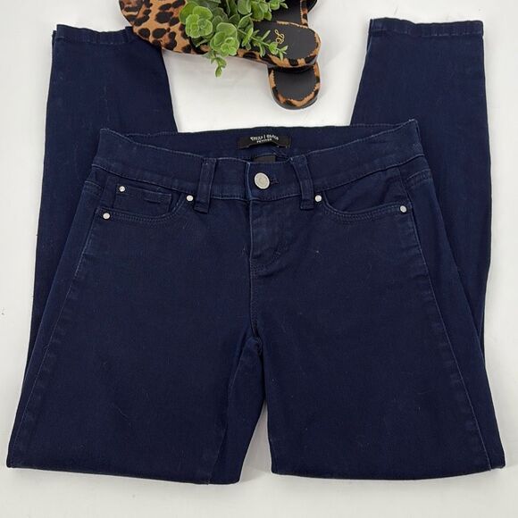 White House Black Market‎ Navy Skinmer Cropped Ankle Button Slim Pants 2P - Picture 2 of 8